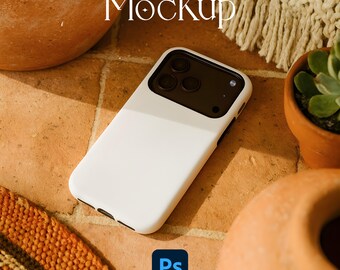 iPhone 17 Pro Phone Case Mockup, Tough Case Mockup, iPhone Case Mockup, Smart Object PSD Phone Case Mock Up