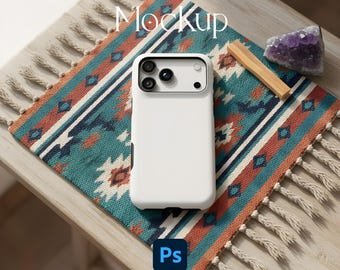 iPhone 17 Pro Phone Case Mockup, Tough Case Mockup, iPhone Case Mockup, Smart Object PSD Phone Case Mock Up