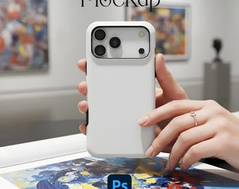 iPhone 17 Pro Phone Case Mockup, Tough Case Mockup, iPhone Case Mockup, Smart Object PSD Phone Case Mock Up