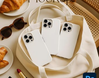 iPhone Case Mockup Photoshop | PSD Printify Tough Phone Case Mockup Template | Realistic Lifestyle Smart Object Mockup, iPhone Cover Mock Up