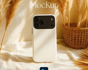 iPhone 17 Pro Phone Case Mockup, Tough Case Mockup, iPhone Case Mockup, Smart Object PSD Phone Case Mock Up
