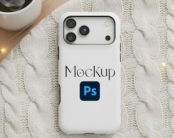 iPhone 17 Pro Phone Case Mockup, Tough Case Mockup, iPhone Case Mockup, Smart Object PSD Phone Case Mock Up