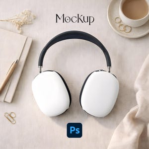 Apple AirPod Max-skal Mockup | Printify hörlursfodral Mockup | Smart Object PSD Photoshop Photopea Mockup