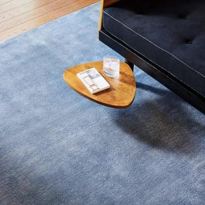 Alfombra moderna de lana azul empolvado de color liso, tejida a mano, alfombra de lujo para sala de estar, alfombra hecha a mano a medida, ideal como regalo para la decoración del hogar.