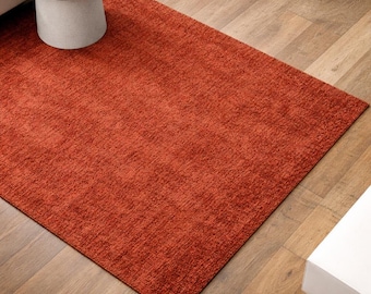 Hand Tufted Wool Rug | Burnt Orange Modern Minimalist Area Carpet