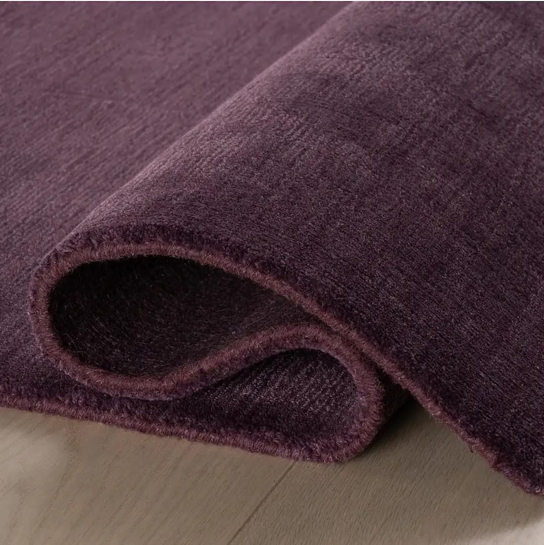 Hand Tufted Wool Area Rug | Deep Plum Scandinavian Home Decor 8x10 Rug by HeritageTuft