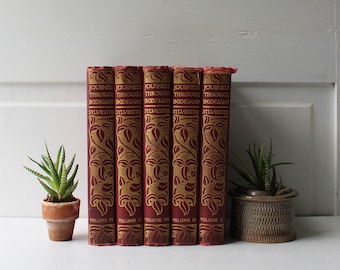 5 Books - Journeys Through Bookland - 1909 - Red Book Series - Volumes IV - V - VIII - IX - X