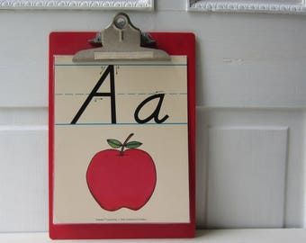 One Vintage Classroom Letter Poster / Flashcard - Your Choice A - Z Available - Alphabet - Nursery or Playroom Decor 8" x 10"