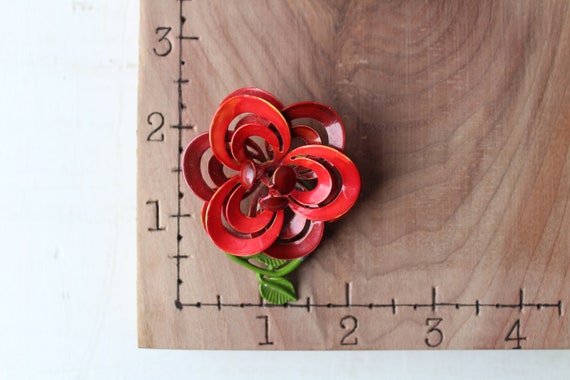 Vintage Red Rose Flower Brooch Pin -  Vintage Acc… - image 8