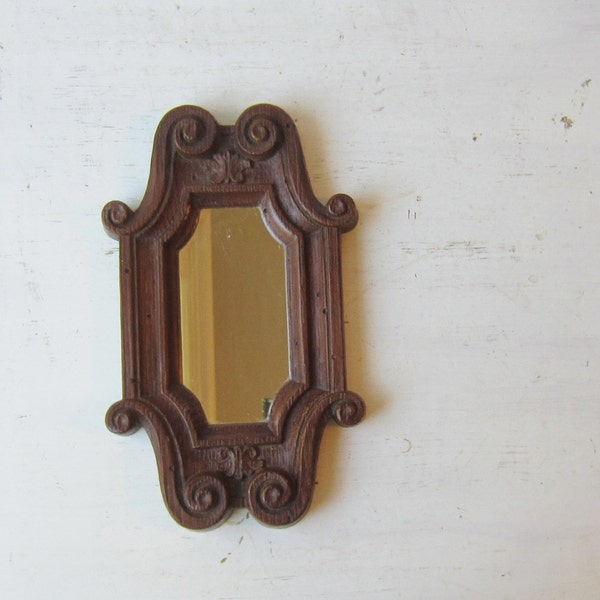 SALE Small Vintage Plastic Framed Mirror - Narrow Wall Mirror
