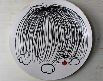 8 Vintage Puppy Dog Vinyl Placemats - Round Puppy Placemats - Kids Birthday Party Decor - 15" Bucilla