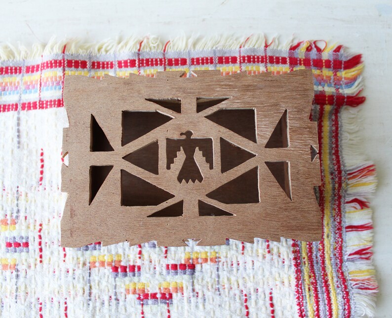 Vintage Southwestern Jewelry Box Phoenix Cutout Design Wood Trinket Box