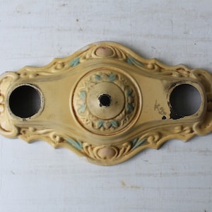 Antique Ceiling Light Fixture Cover - 2 Socket Flush Mount Ornate Embossed Metal Light Cover - Home Restoration - Victorian