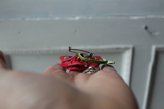 Vintage Red Rose Flower Brooch Pin -  Vintage Acc… - image 6
