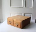 Vintage 2 Drawer Oak Index / Library Card Desktop Cabinet