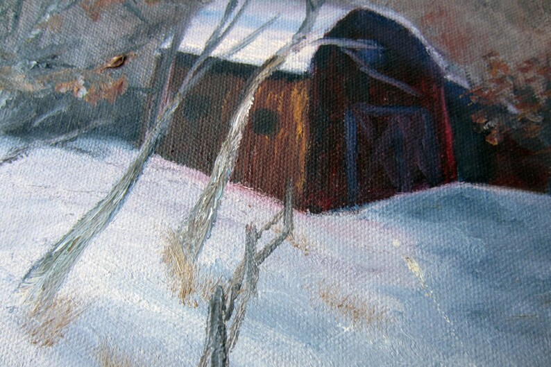 Vintage Landscape Oil Painting Winter Country Landscape | Etsy