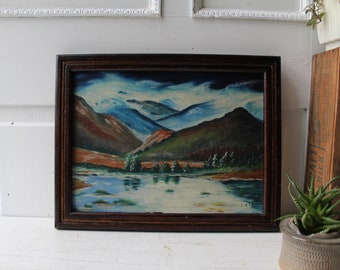 Vintage Mountain Landscape - Signed Original Art - Pieratt - 1939 - Framed Fine Art 14 15/8" x 11 1/4"