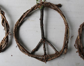 9" Peace Sign Vine Wreath - ONE Handmade Wreath - Entry Door - Spring Summer Home Decor - Housewarming - Wedding - Hostess Gift