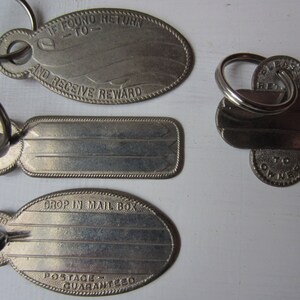 Vintage Please Return To Owner Keychain / Fob / ID / Luggage Tag New Old Stock Blank Metal Stamping Tag Engraving Tag Property of Tag image 5