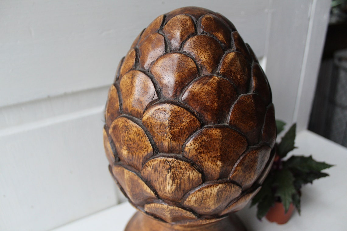 Vintage Carved Solid Wood Artichoke 12 tall Etsy