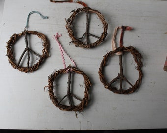 8" Peace Sign Vine Wreath - ONE Handmade Wreath 8" - Gift Topper - Entry Door - Spring Summer Porch - Housewarming - Wedding - Hostess Gift