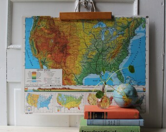Vintage United States Map - Double Sided Laminated Map 17" x 22" Nystrom 1989 Quantities Available
