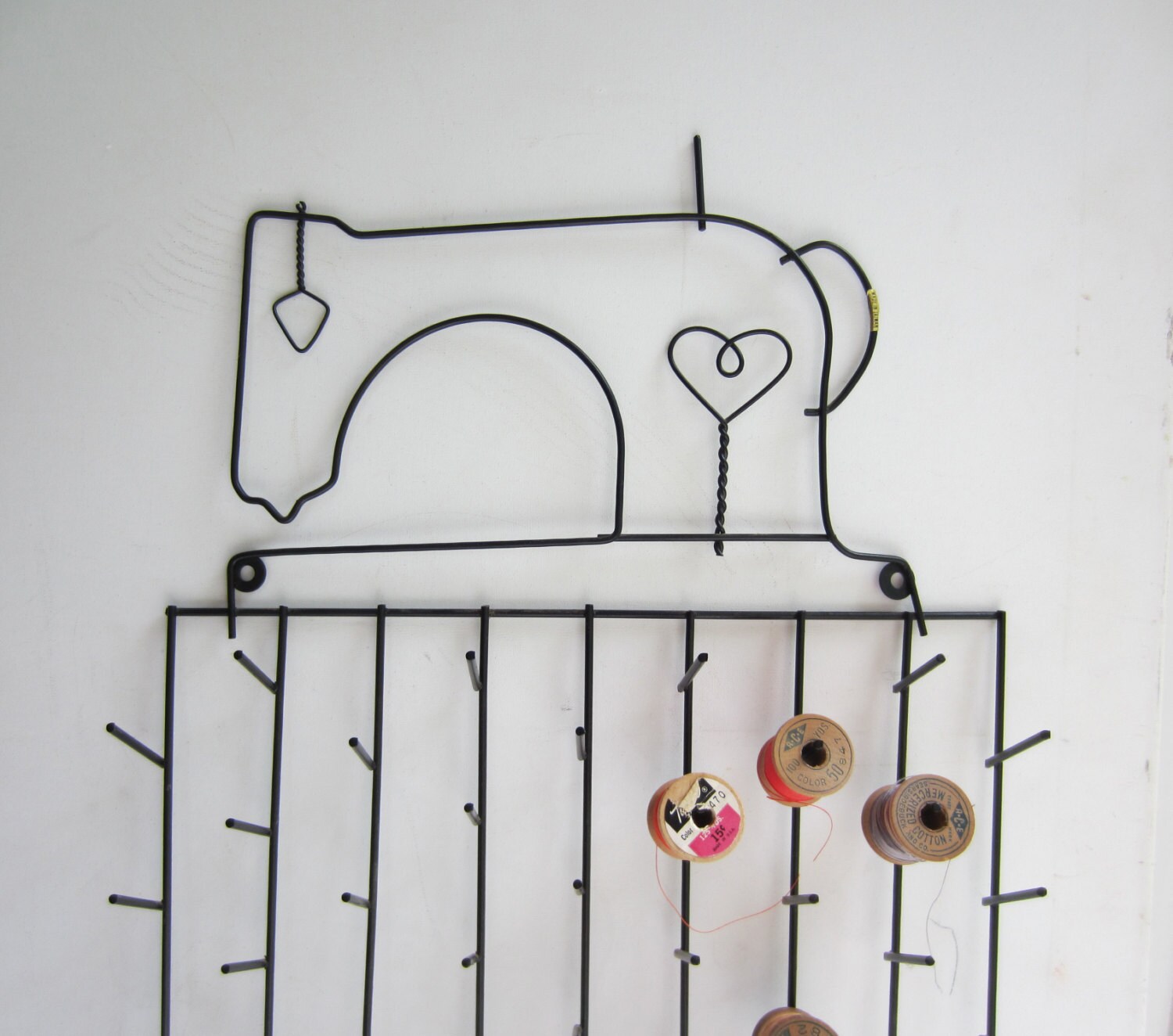 Vintage Thread Spool Wall Mount Black Etsy