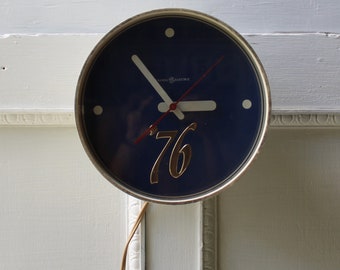 Vintage GE Wall Clock - '76 Bicentennial - General Electric Wall Clock - Round Blue Bicentennial