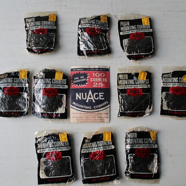 ONE Pack NOS Vintage Black Photo Mounting Corners NuAce Ace Art Company - 300  Per Bag