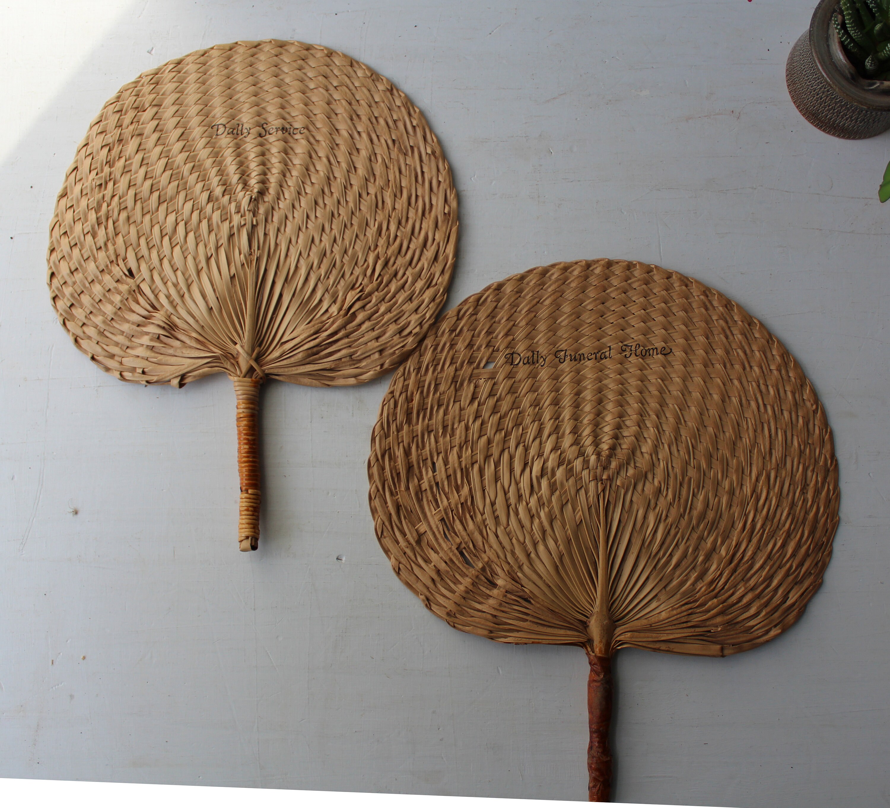 4 Vintage Rattan Hand Fans Woven Natural Wicker Fans Etsy