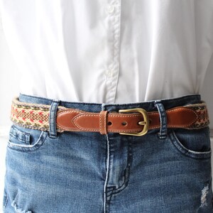 Vintage Canterbury Brass leather 70s belt size 32 Vintage Canterbury Brown Leather Belt Adjustable Brass  main image 4