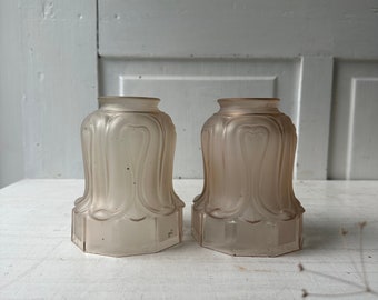 PAIR Antique Frosted Glass Shades - Heart Design -  Light Shade