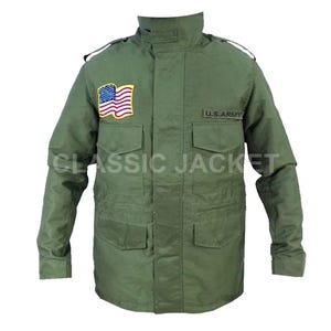 Handmade First Blood Rambo M65 Jacket | Green Cotton Military Field Coat | Sylvester Stallone Inspired Commando Tactical Vintage Style