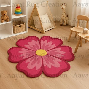 Individueller Hand getufteter rosa Teppich, Blumenteppich, Teppich für Wohnzimmer, Schlafzimmer, Kinderzimmer und Lounge-Dekore, 100% Neuseeland-Wolle