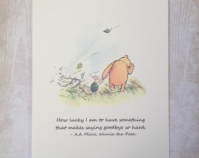 How Lucky I Am Winnie the Pooh Quote Classic Pooh and Piglet 8x10