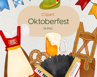 Oktoberfest Clipart, Beer Festival Clipart, Bavarian and German festival clipart, Oktoberfest Digital Download, Oktoberfest Decor,