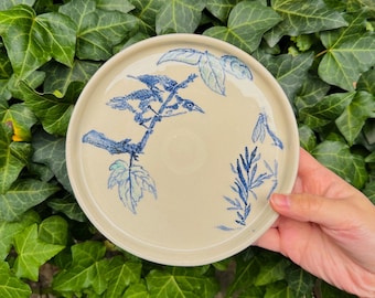 Swallow Watching Dragonfly | Handmade Ceramic Plate
