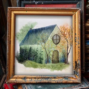 Spring Home -Original watercolor painting