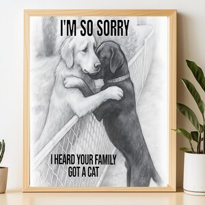 Lámina de condolencias para perros: Abrazo entre golden retriever y labrador (descarga digital)