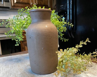 Antique Brown Stoneware Storage Crock 1800's Primitive Crock Kitchen Storage Stoneware Crock