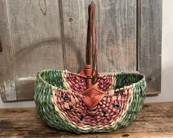 SALE Vintage Large Watermelon Basket Large Summer Basket Vintage Storage