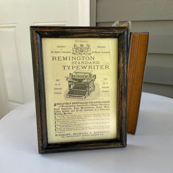 Antique Remington Typewriter Advertisement 1890's London, England, Framed Antique Advertisement