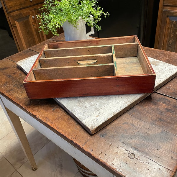 Vintage Wooden Cutlery Tray 1930's or 1940's Knife Box, Storage Box