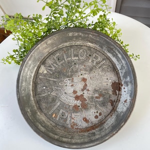 Vintage Mello-Rich Mrs. Smith&#39;s Pie Tin,  9 1/2&quot; Pie Pan, Rusty Crusty Pie Pan, Vintage Advertising