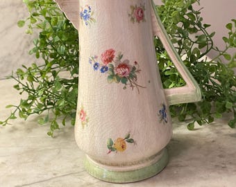 Vintage Small Crown Ducal Milk Pitcher, English Earthenware: 1930's Stained and Crazed