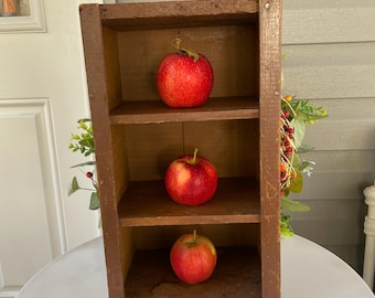 Vintage Rustic Wooden Cubby with Old Brown Paint Surface: 1940's or 1950's