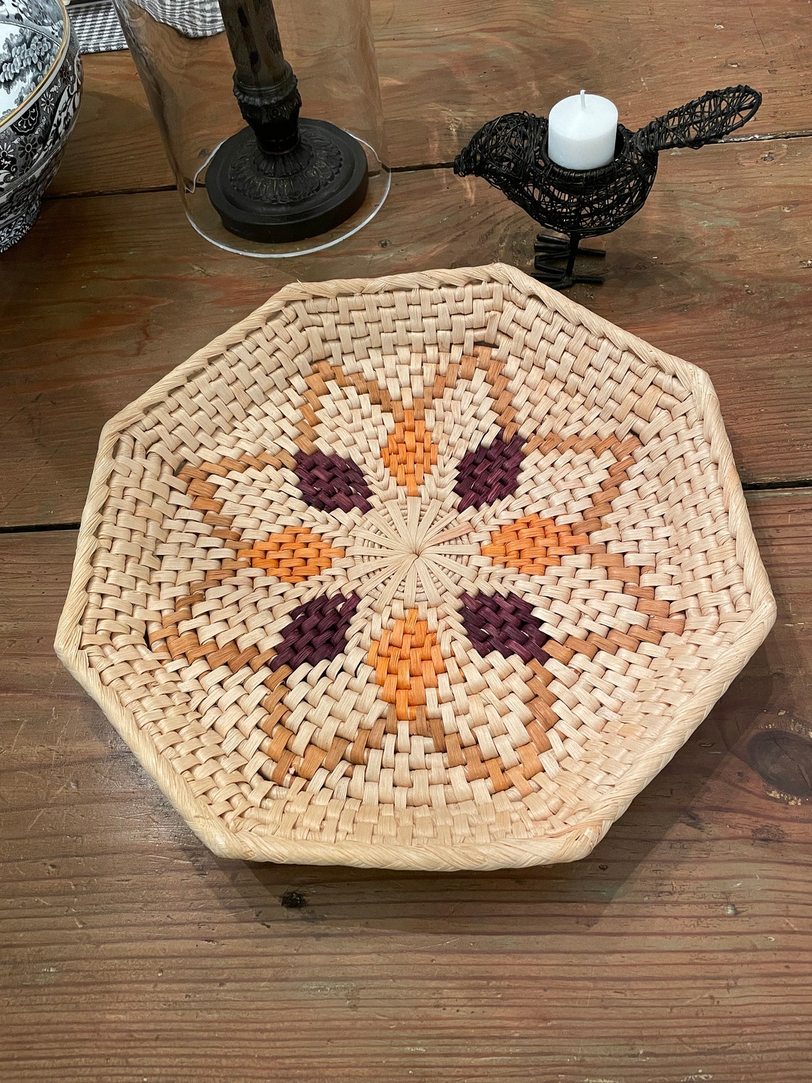 Vintage Hand Woven Tray Basket Sea Grass Tray Basket/wall Etsy