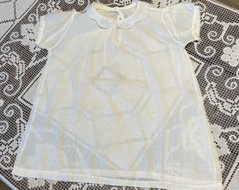 Vintage Baby Dress Fine White Cotton Batiste Baby Dress 1950's Handmade Baby Clothes Baby Doll Clothes