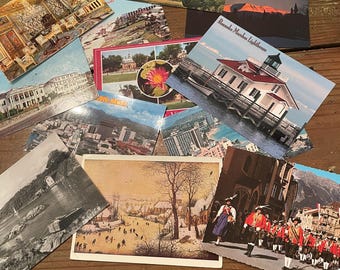Vintage Random Lot of 20 Used and Unused Postcards: 1920's through 1980's USA, Foreign, Architectural, Art, Topicals, Styles