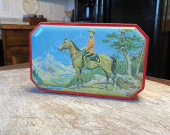 Vintage Candy Tin Royal Canadian Mountie Food Storage Tin